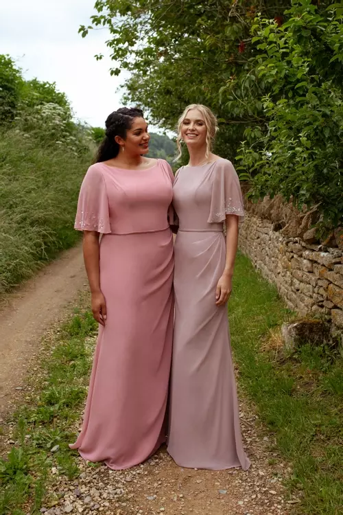 M482C Floaty Chiffon Hand Beaded Bridesmaid Dress True Bridesmaids